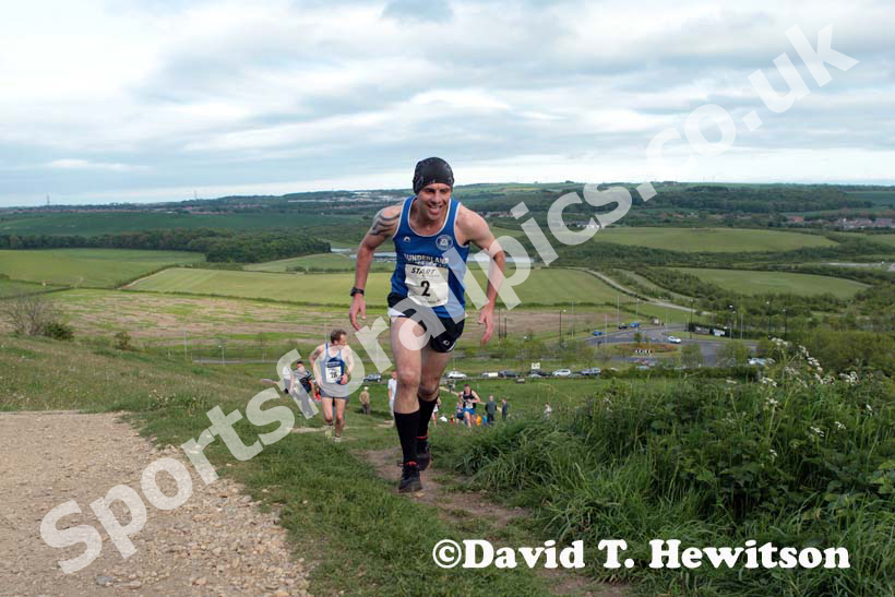 Ian Dixon finishing in the Penshaw Hill Race.